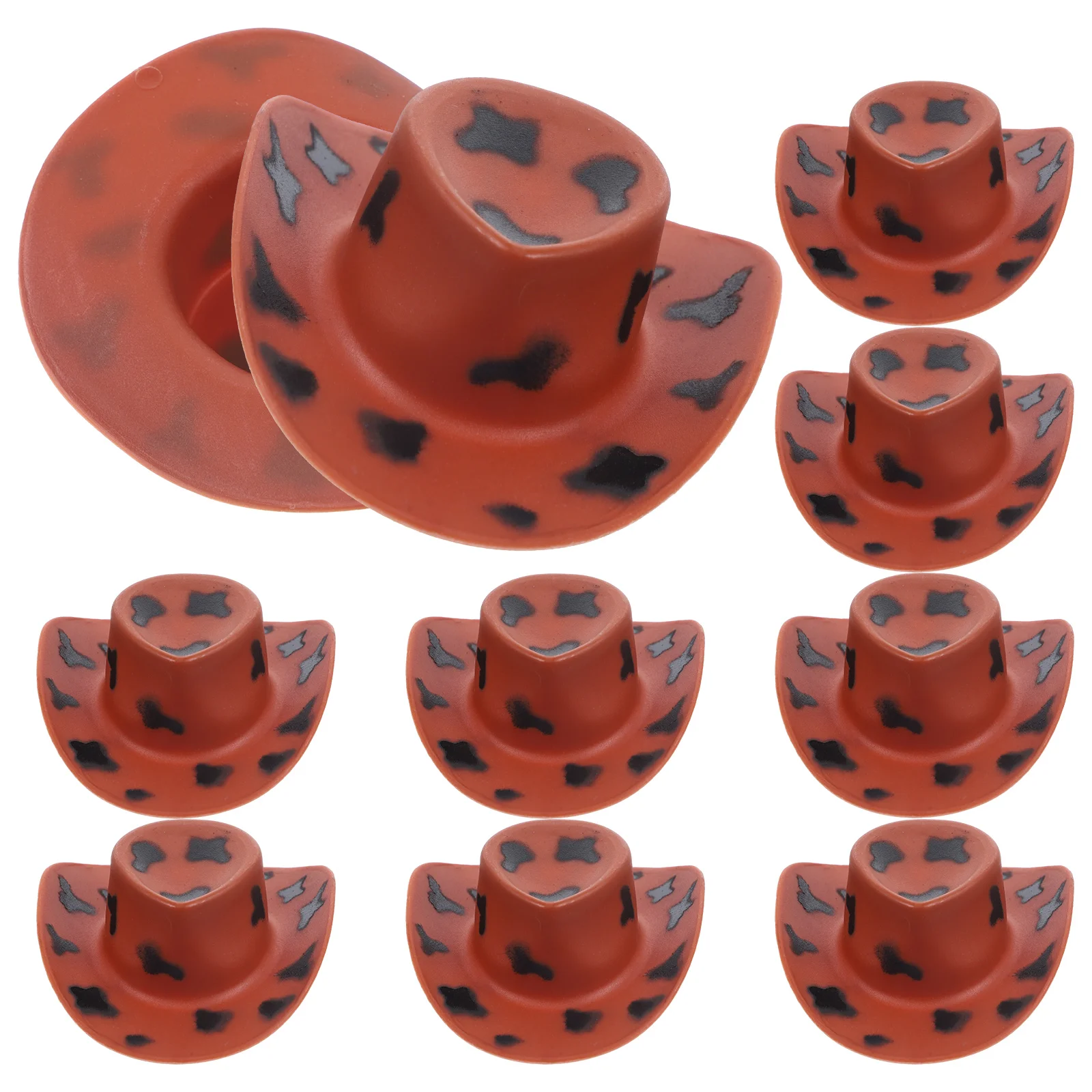 

10pcs Mini Cowboy Hat Decoration Plastic Tiny Cowgirl Hats for House Crafts Party Supplies Miniature Accessories