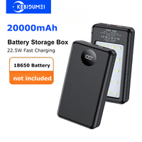 22.5W Fast Charging Battery Box with LED Light 20000mAh 6x18650 External Power Bank Case Battery Charge Storage Box Power Shell