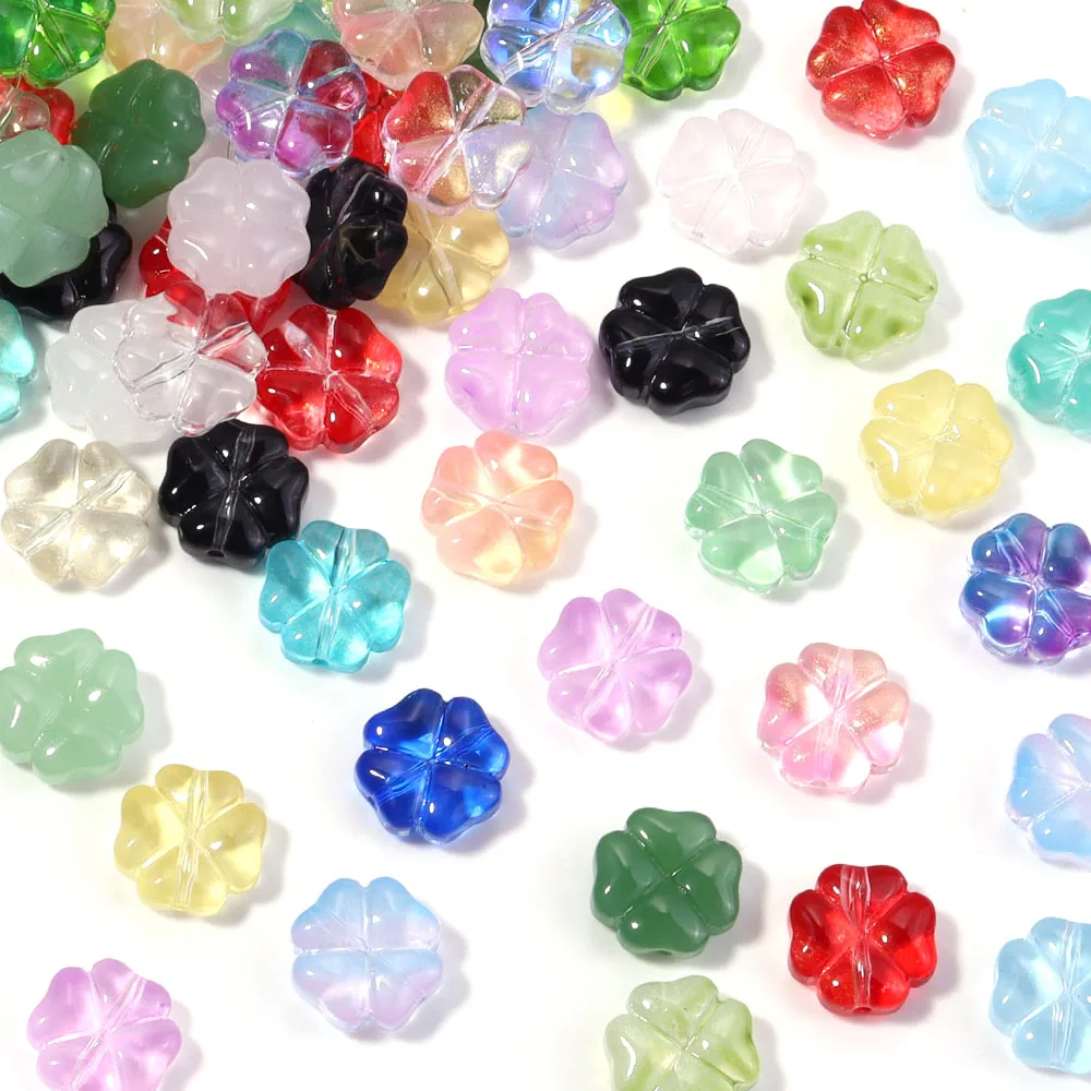 50 Stück/Lot 10mm Vierblättriges Kleeblatt Lampwork-Perlen für Schmuckherstellung Lose Glasperlen DIY Armband Halskette Zubehör Großhandel – Detail 5