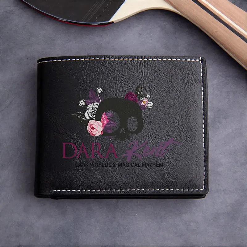 DARA Kult Portafoglio in PU con design floreale con teschio Portafoglio compatto minimalista alla moda per uomo e donna Leggero e durevole per l'uso quotidiano
