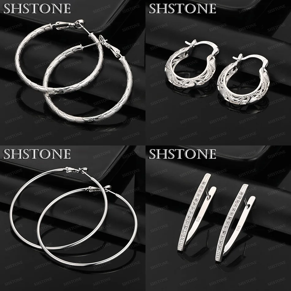 

Classics Popular 925 Sterling Silver V-shaped Hoop Earrings Lady Luxury Zircon Jewelry Birthday Party Holiday Gift Accessories