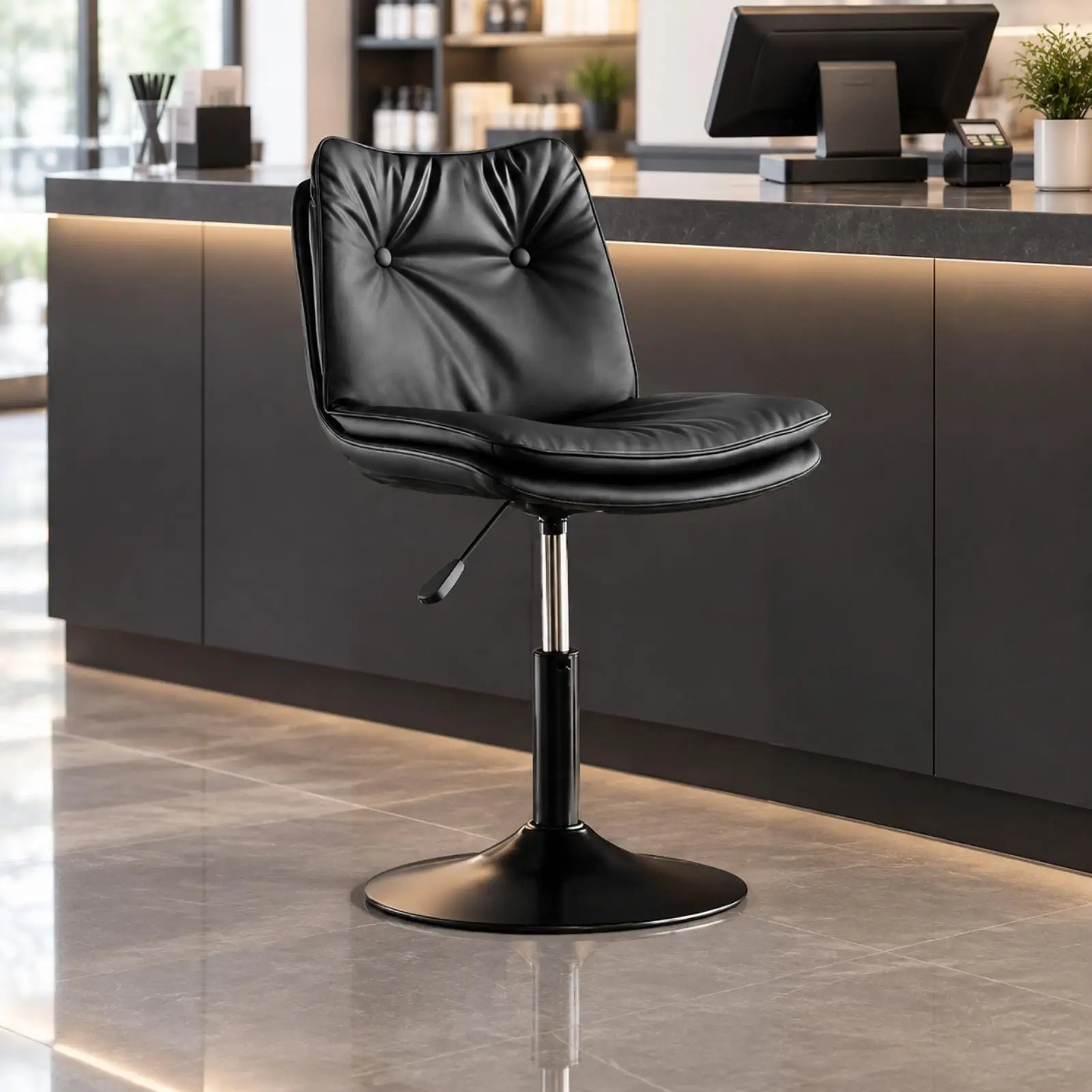 Adjustable Counter Height Bar Stool with Upholstered Bucket for seat for Salon Workstation Ergonomic Use