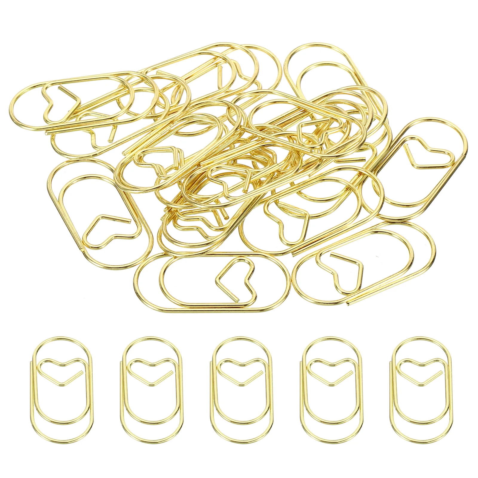 

20Pcs Paper Clip Heart-Shaped Cute Decorative Fun Clips Bookmarks 1.2 Inch Gold Tone for Organize Office Home