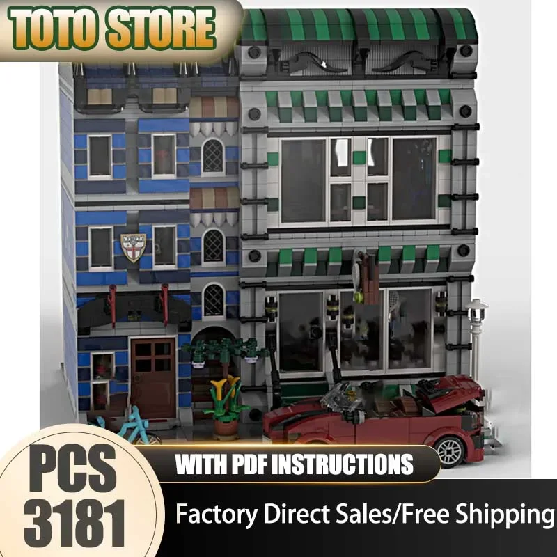 City Street View Moc Building Blocks Modular Tennis Shop & Fencing Club Model Technology Brick Assembly Construction Toy Holiday