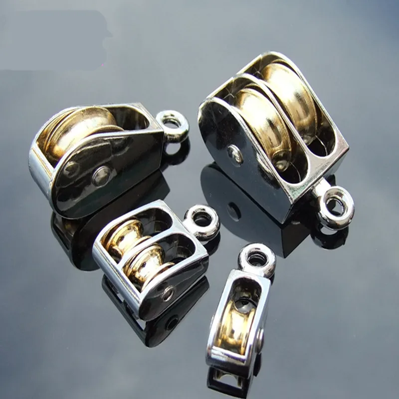 Zinc Alloy Metal Sheave Fixed Pulley 36/52/75mm Crown Block And Tackle Lifting Wheel Mini Single Double Pulley System for DIY Pr