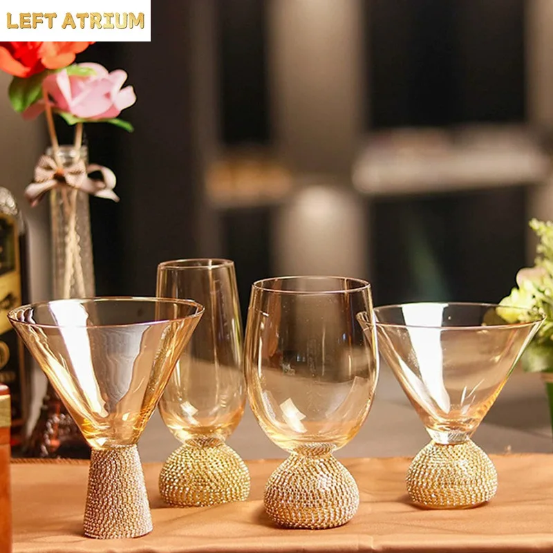 Light luxury European diamond glass wine glass, high value, diamond-wrapped red wines pirit cup, high-end whisky