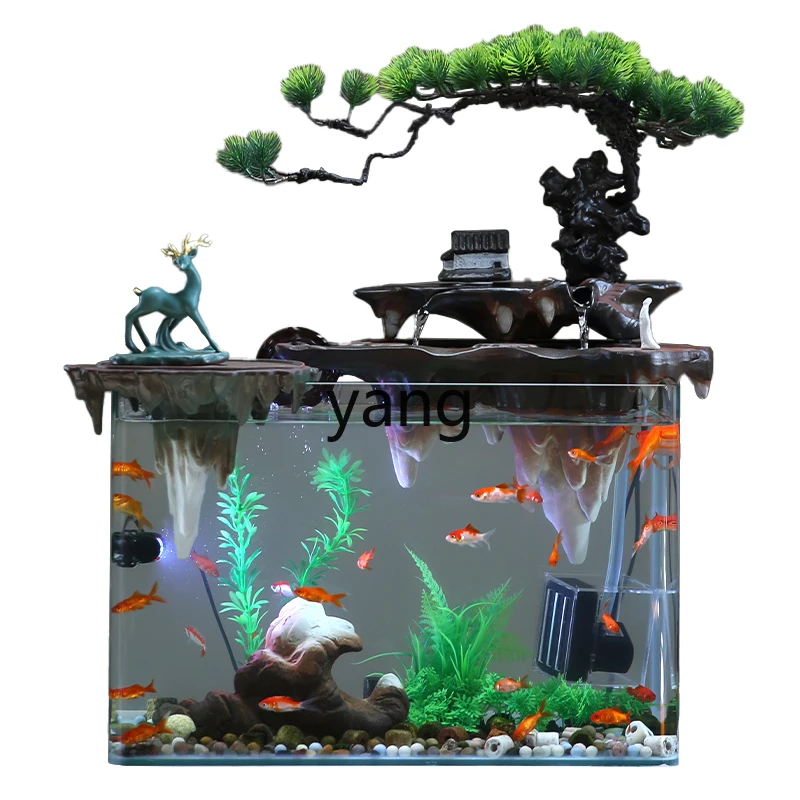 

CX Glass Fish Tank Living Room Flowing Water Ornaments Circulating Water TV Cabinet next to Office Decorations