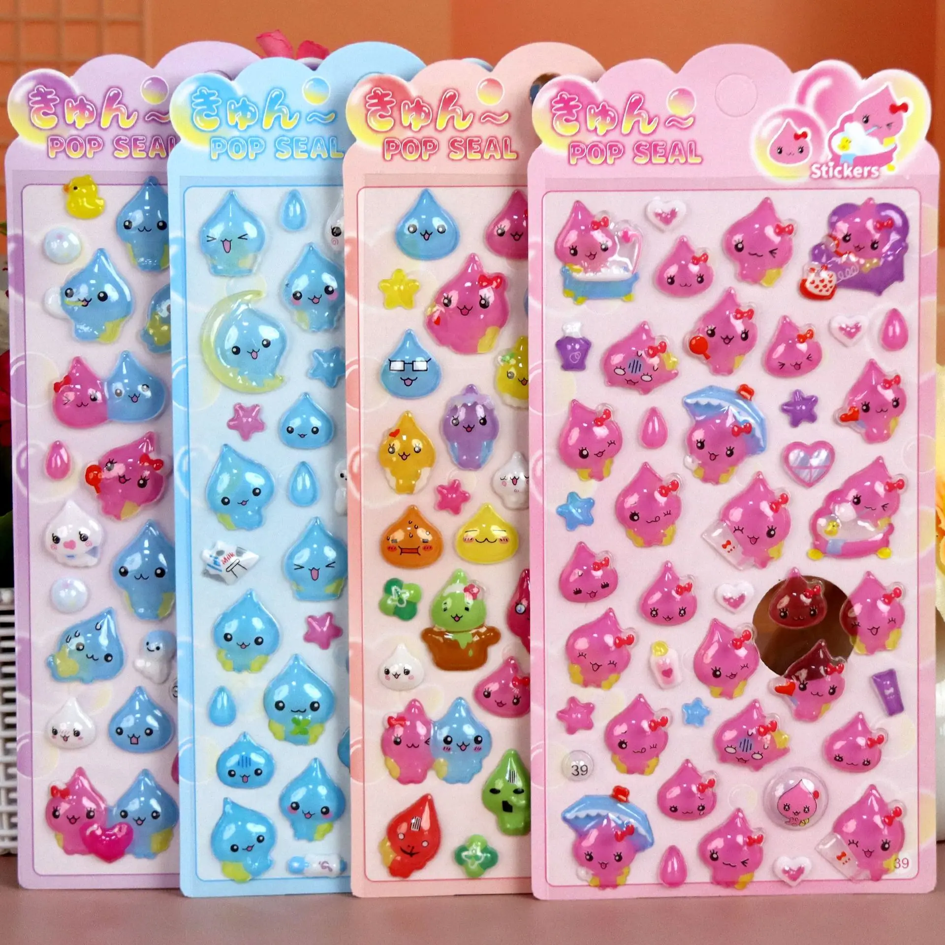 40pcs Kawaii Small Water Drop 3d Relief Stereo Sticker Cute Diy Mobile Phone Decor Sticker Student Hand Account Stationery Gift