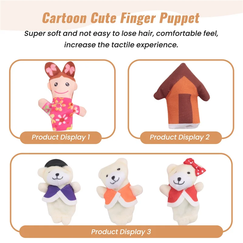 B78B-ชุดหุ่นนิ้วมือ 25 ชิ้น นิทานเทพนิยาย โกลดิล็อคส์ และหมีสามตัว