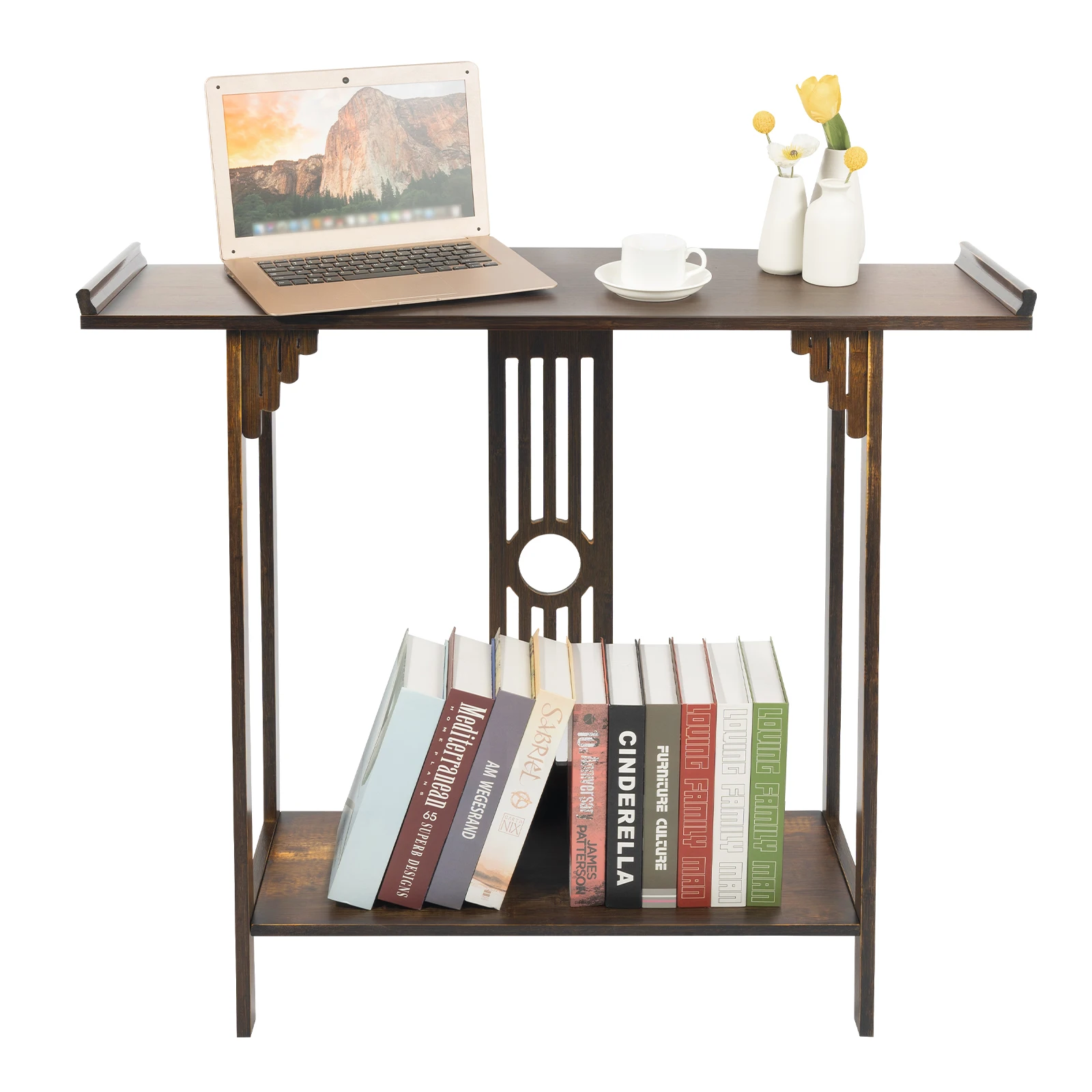 

2-Tier Bamboo Console Table Entryway Table with Storage for Entryway, Living Room, Hallway Neo-Chinese 102*29*83CM