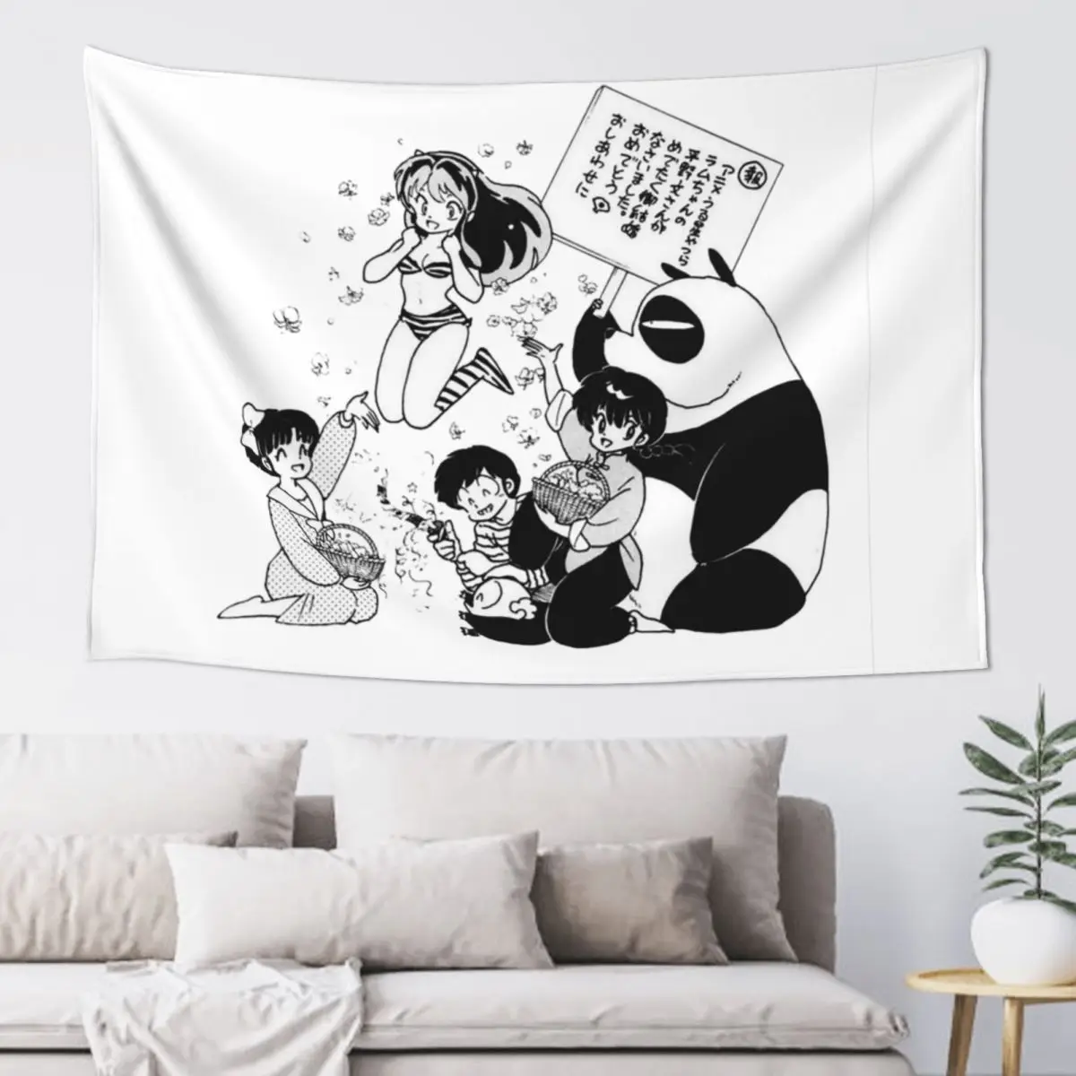 Ranma 12 Urusei Yatsura Tapestry Hippie Wall Hanging Aesthetic Home Decor Tapestries for Living Room Bedroom Dorm Room