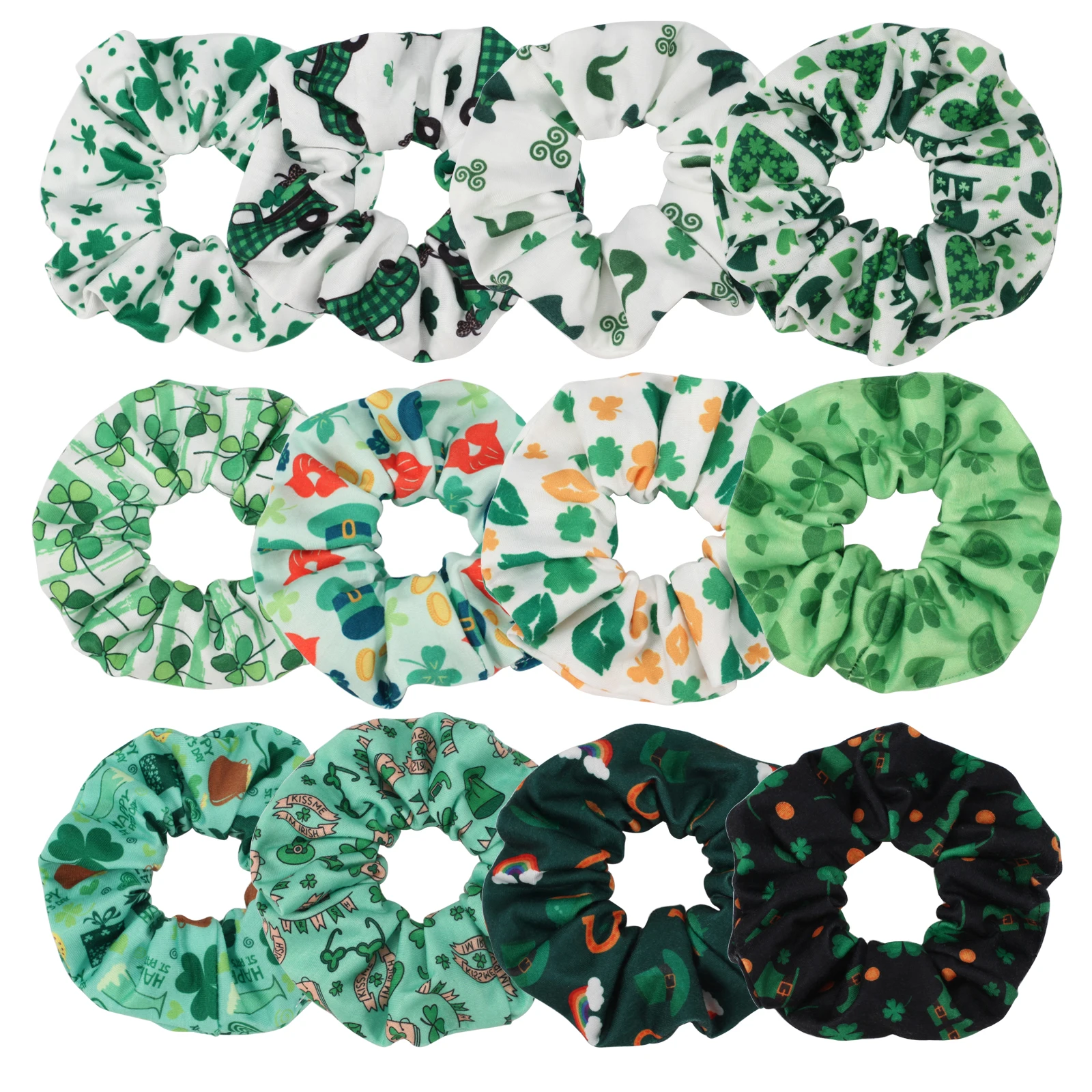 St. Patrick's Day Hair Scrunchies for Women Girls Love Green Shamrock Elastics Hair ties Hair Accessories Irish Lucky Clover Par
