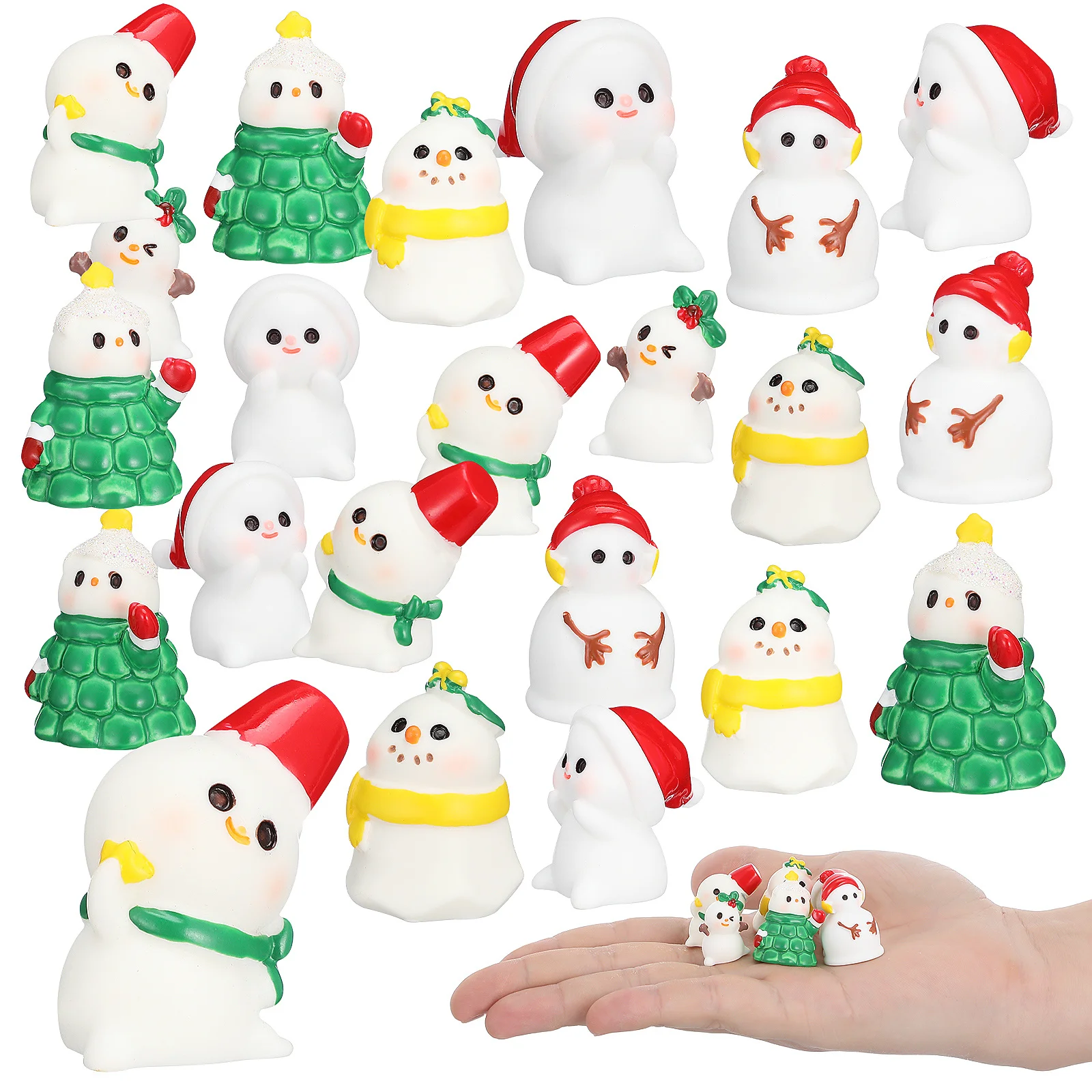 

36Pcs Christmas Miniature Snowmen and Santa Resin Decorations Tiny Ornaments for Desk Bookshelf Holiday Decor