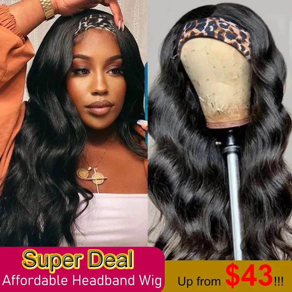 

Unice Hair Cheap Body Wave Headband Wig Human Hair Bob Wig Headwrap Wig Natural Black Remy Hair Full And Thick Super Deal