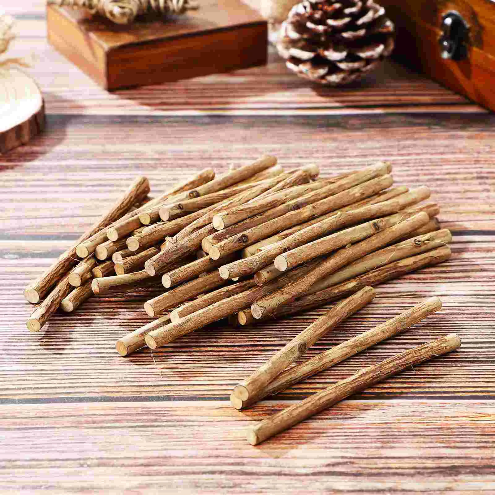 50 Pcs DIY Wooden Stick House Accessories for Home Long Sticks Log Branches Crafts Mini Child