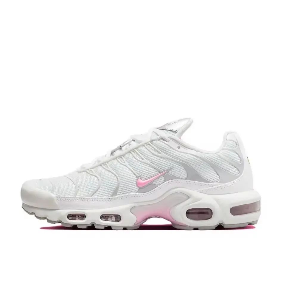 Nike Original Air Max Plus TN Fashion Versatile Casual Running Shoes Comfortable Wearable Sneakers White and Pink Match