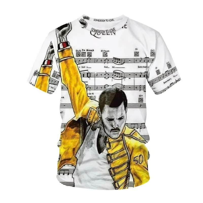 Freddie Mercury Queen MenT-shirts 3D Print Shirt Rock Gothic Retro Streetwear Summer Individualized hip-hop Oversized T-shirts