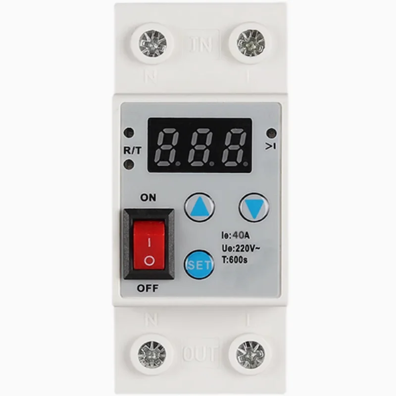 LED Display 230V 40A 60A Din Rail Adjustable Over Under Voltage Current Protective Device Protector Relay with Button