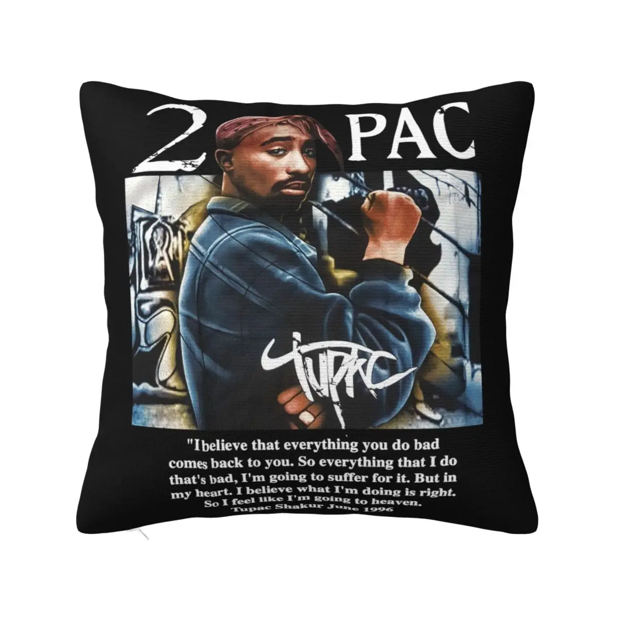 2Pac Tupac Vintage Medium Black 90's Hip Hop Rap 2021 Trend Many Colors Kawaii Pride Designs Pillow Case