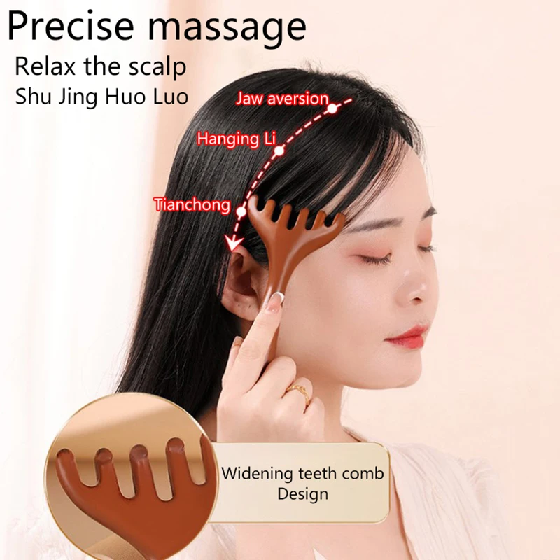 2 Sizes Massage Meridian Comb Six Jaw Resin Head Face Scalp Hair Care Gua Sha Comb Shoulder Neck Comb Acupuncture Therapy