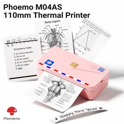 Phomemo M04AS Portable Printer Min Thermal Printer Wireless Bluethooth Label Maker Inkless Pocket 300dpi Compatible for 110mm