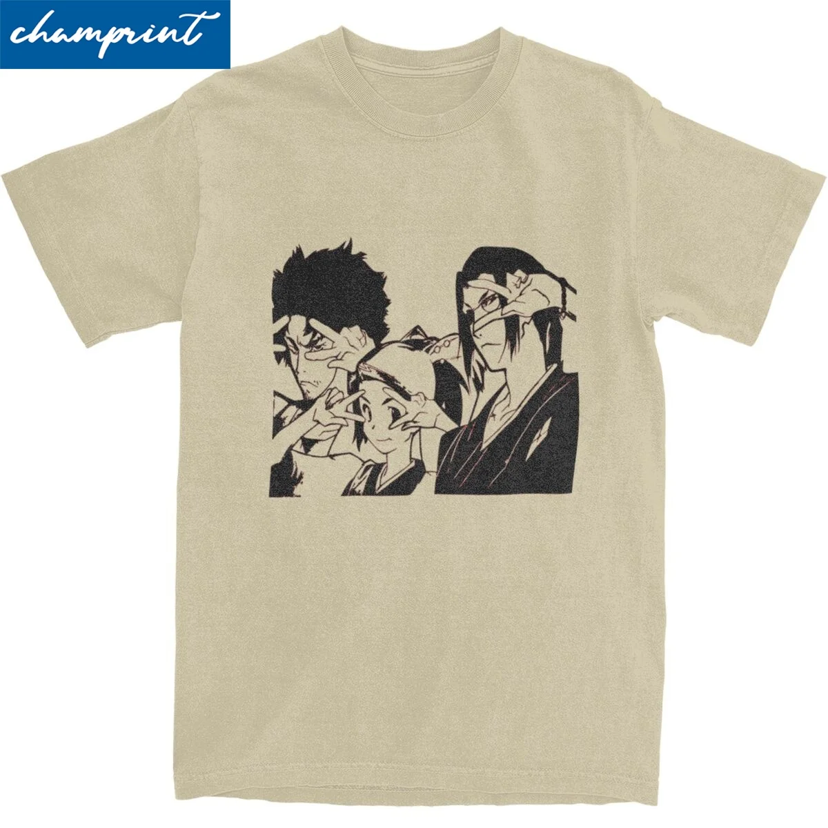 Funny Mugen Jin And Fuu Samurai Champloo T-Shirt For Men Women Round Neck Short Sleeve Clothes Anime 100%Cotton Summer Tops