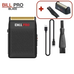 BILL PRO-afeitadora profesional para Barbero, máquina de afeitar con cabezal de luz, herramienta de belleza con aceite, Estilo Vintage, 400