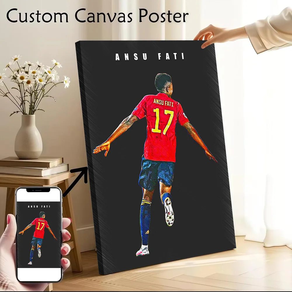Póster impreso en lienzo de Ansu Fati España, pinturas artísticas de pared personalizadas de alta calidad para decoración, imagen decorativa para sala de estar