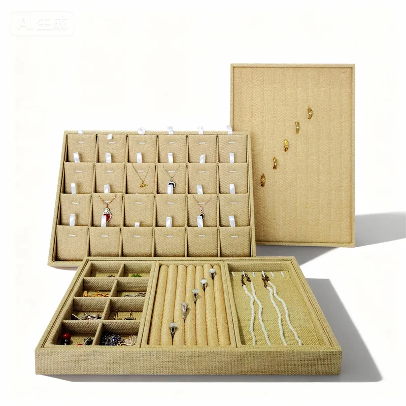 Eco-friendly Jute Jewelry Storage Box - Stackable Design for Jewelry Collection Bedroom & Boutique Decor