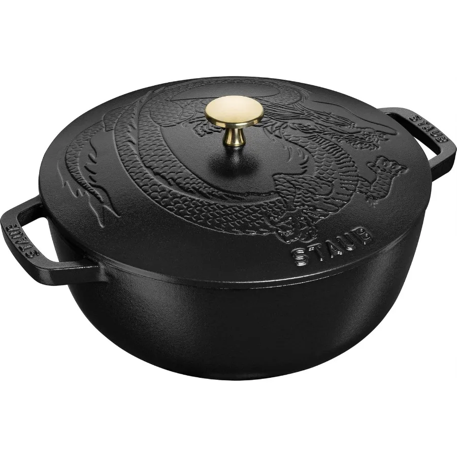 

Cast Iron 3.75qt Essential French Oven with Dragon Lid Matte Black