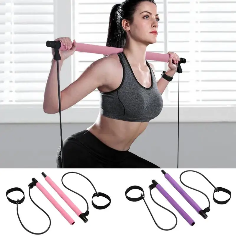 Multifunctional Pilates Bar Lightweight Elastic Fusion Pilates Bar For Sculpting Easy Installation Multifunctional Portable