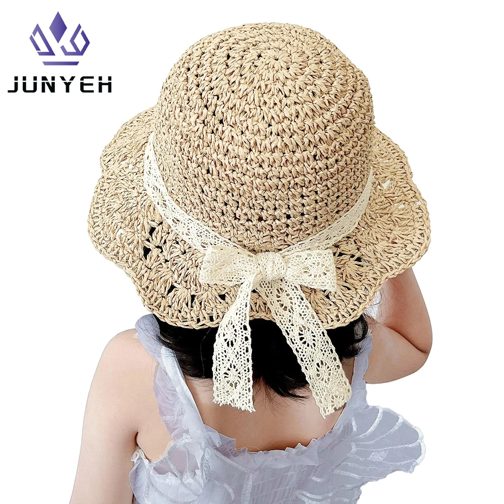 Baby Toddler Girls Straw Sun Hat Summer Beach Sun Protection Hat For Kids 1-5 Years