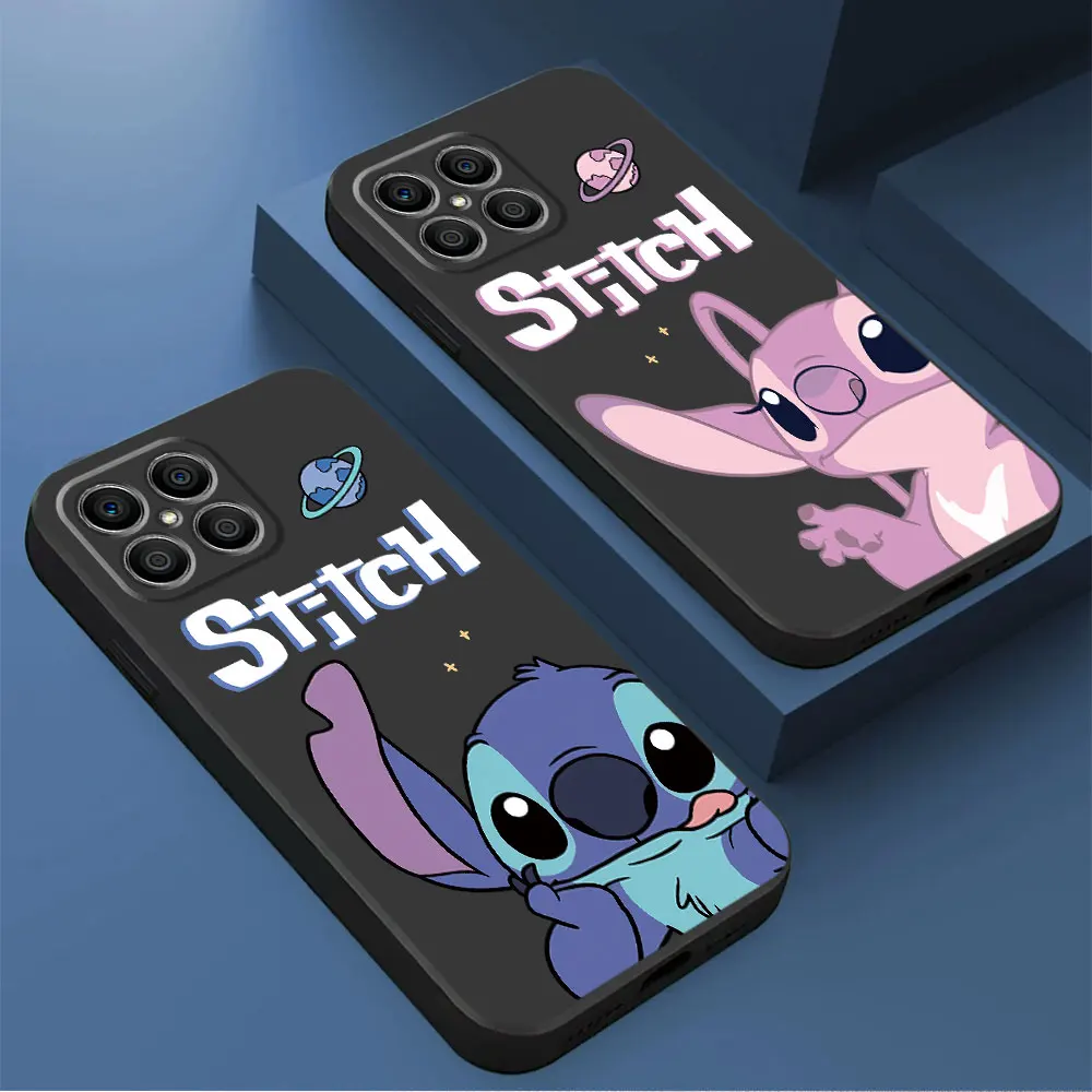 Cute Cartoon Lilo Stitch Case for Honor 70 Lite 8X 90 Pro 20 X6 X6a 4G X7 X8 X8a X9a 5G Cover Black Soft