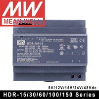 Mean Well AC to DC SMPS 5V/12V/24V Din Rail Power Supply Meanwell HDR-15/30/60/100/100N/150 LED DC Switching Power Supply