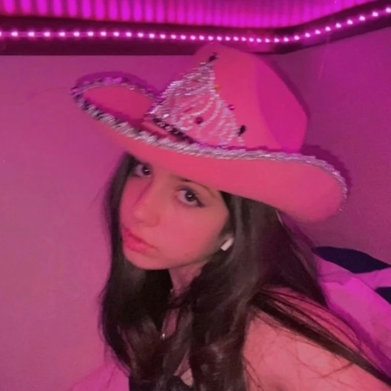 Delicate Pink Cowboy Hat Nightclubs and Parties Photo Studio Props and Stage Performances Multipurpose Decoration