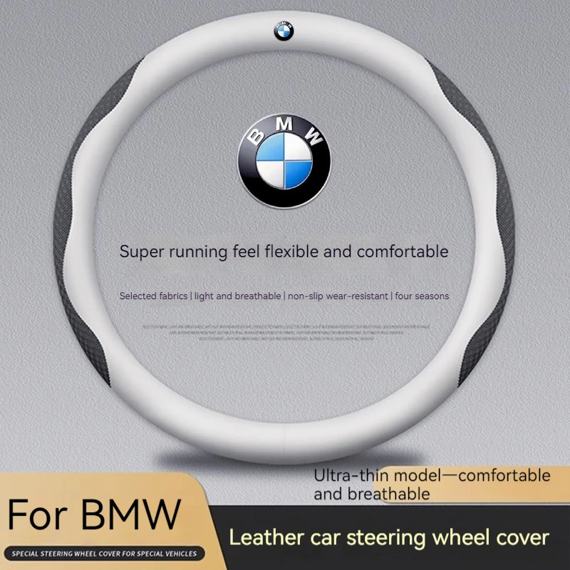 BMW M X1 X2 X3 X4 X5 X6 X7 G20 G30 E39 E46 E87 E90 E92 F10 F15 F25 F30 Carbon fiber Leather Car Steering Wheel Cover Accessories