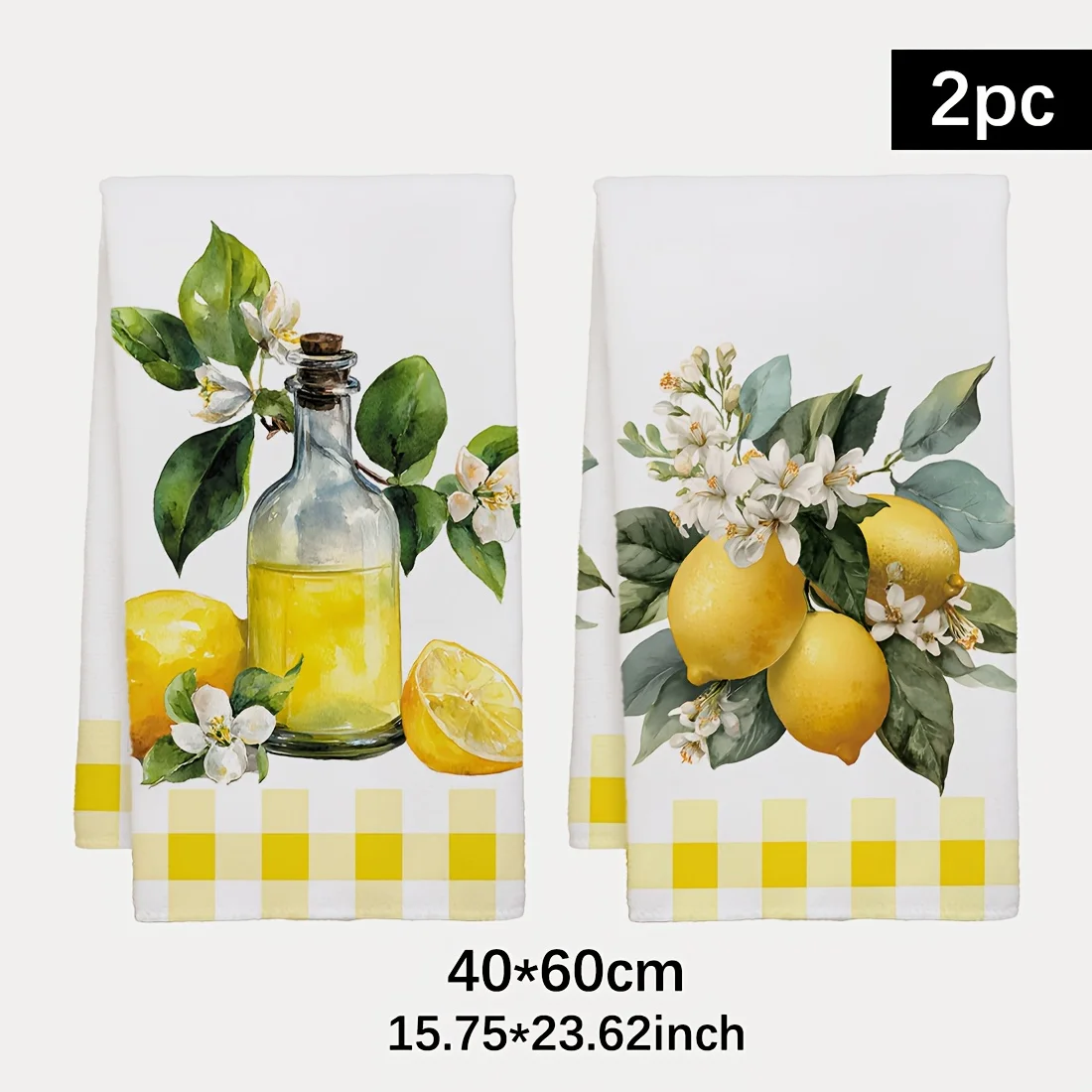 2pcs, lemon floral pattern kitchen towel, best kitchen towel, fun kitchen towel, cooking and baking tea towel, dishcloth, hand towel, tea towel, super soft and highly absorbent, a sweet housewarming gift for friends, kitchen accessory, decoration, daily necessities, essential for life, essential for the kitchen, essential for home, essential for travel