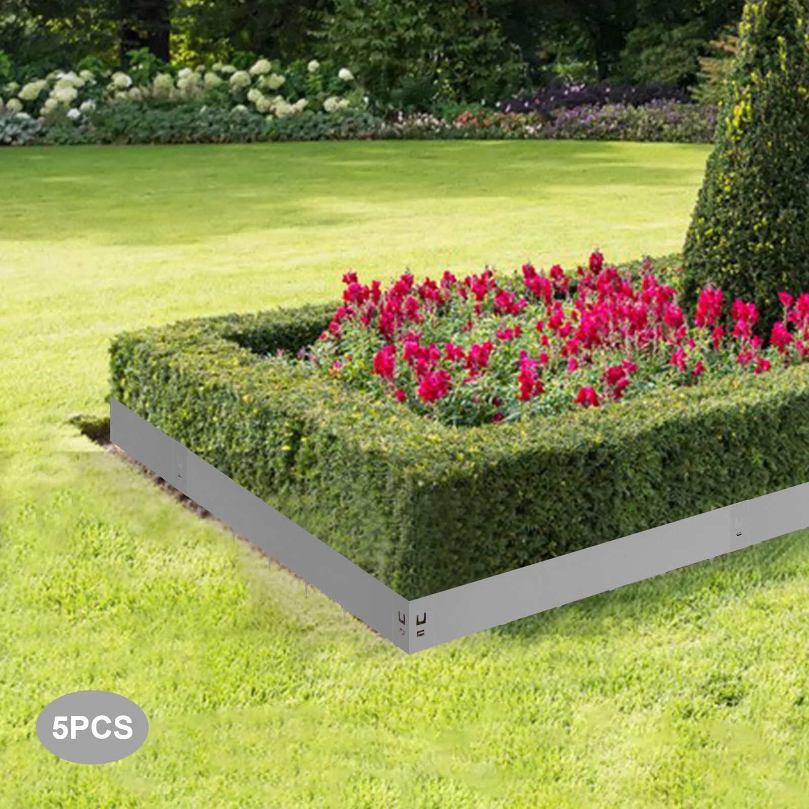 

Gray Lawn Edging Border 5 Pack 39 Inch x 4 Inch Garden Grass Barrier for Landscape Path Patio Flower Bed