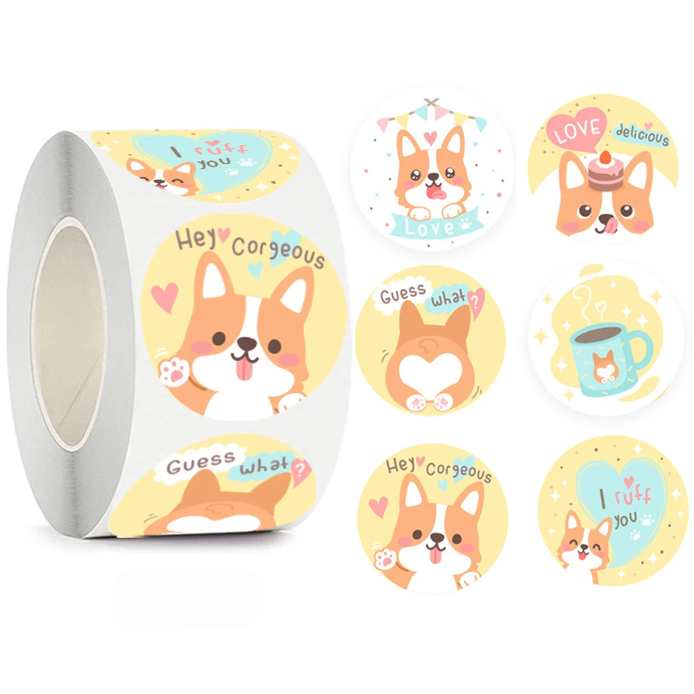 500pcs/roll Puppy Dog Cat Encouragement Labels Kids Reward Stickers For Teachers Cute Animals Sticker Stationery Pegatinas