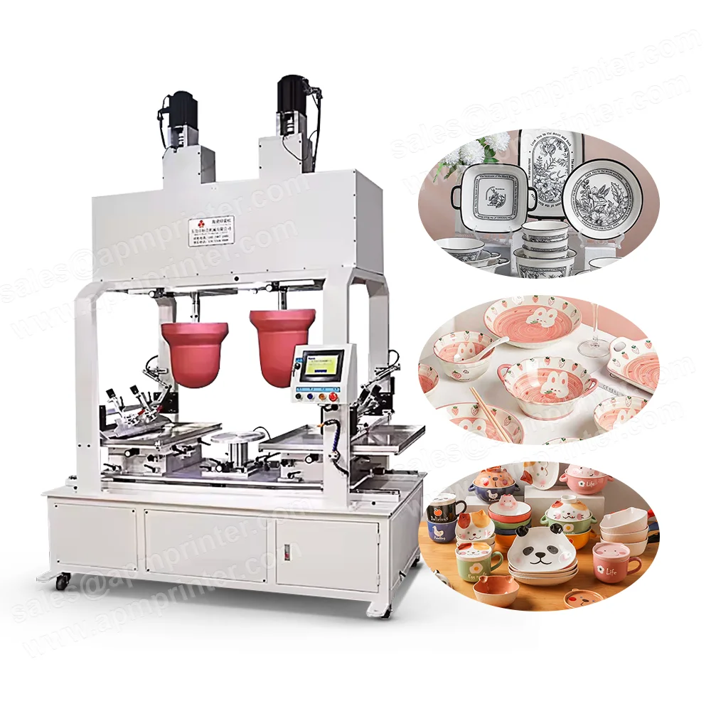 Ceramic bowl tampon printing machine ceramic 2 color dishes pad printing machine