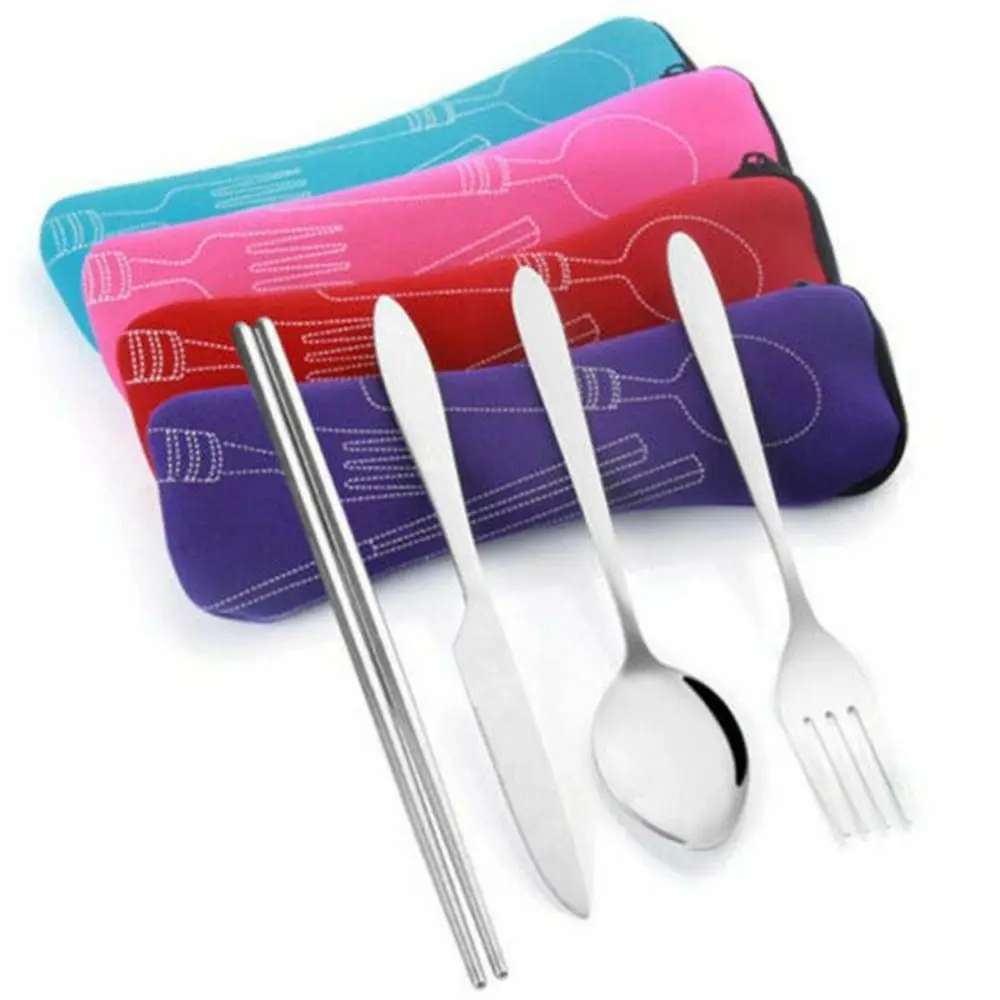 High Quality Travel Packaging Tableware Bag Picnic Fork Spoon Without Dinnerware Cutlery Bags Portable Tableware Case Camping
