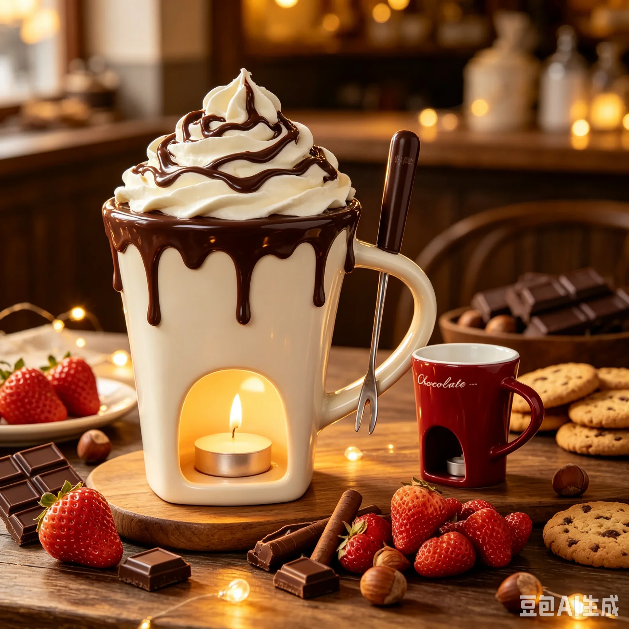 200ml Multi Color Ceramic Chocolate Melting Pot with Tealight Candle Mini Fondue Cup Dessert Mug for Party Table Decor And Bar U