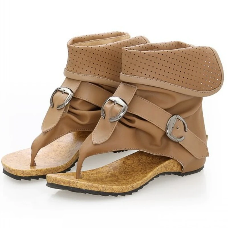 

Летние женские сандалии на толстой подошве с молнией сзади и разделителями пальцев, короткие сапоги большого размера, пляжная обувь