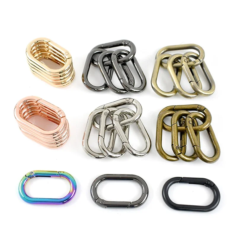 5-20P 13-25mm Spring O Ring Buckles Metal Oval Snap Hook Openable Loop Carabiner Clip Clasp Keyring Pendant Hardware Accessories