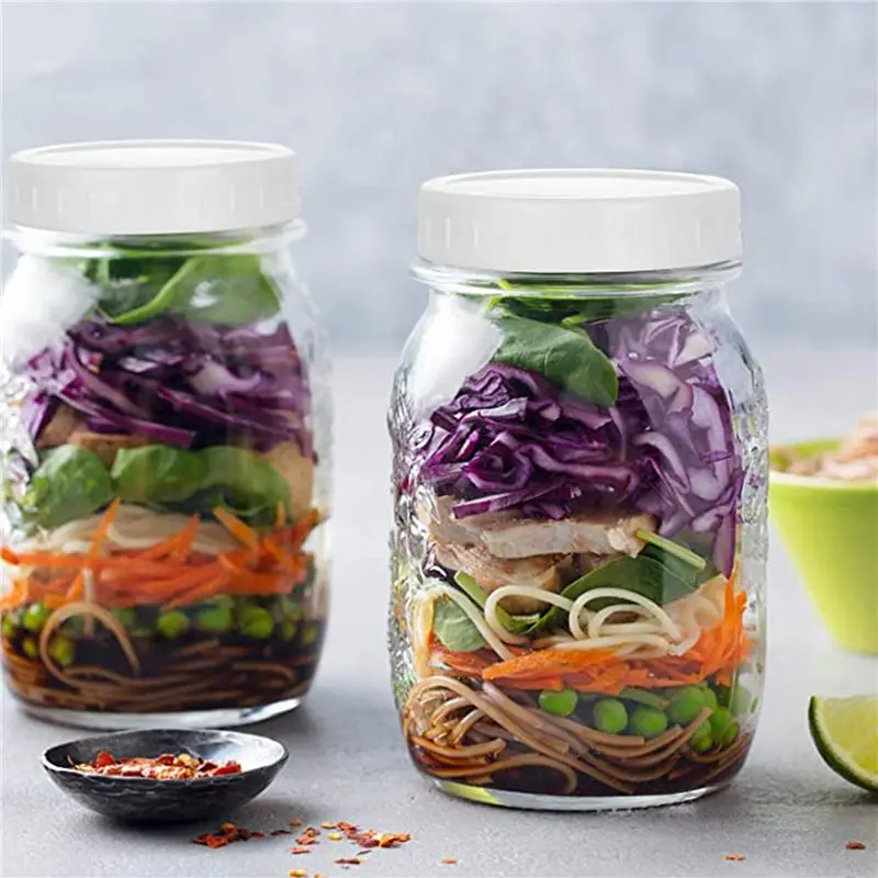 A27F-54 Pack Plastic Regular Mouth Jar Lids For Ball, Kerr And More - Food Grade White Plastic Storage Caps