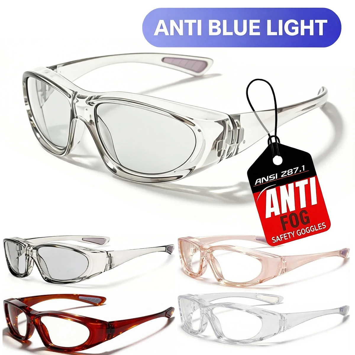 Safety Glasses Goggles, Anti Fog Goggles,Scratch-Resistant with No-Slip Grips Safety Glasses for Women Men HM4