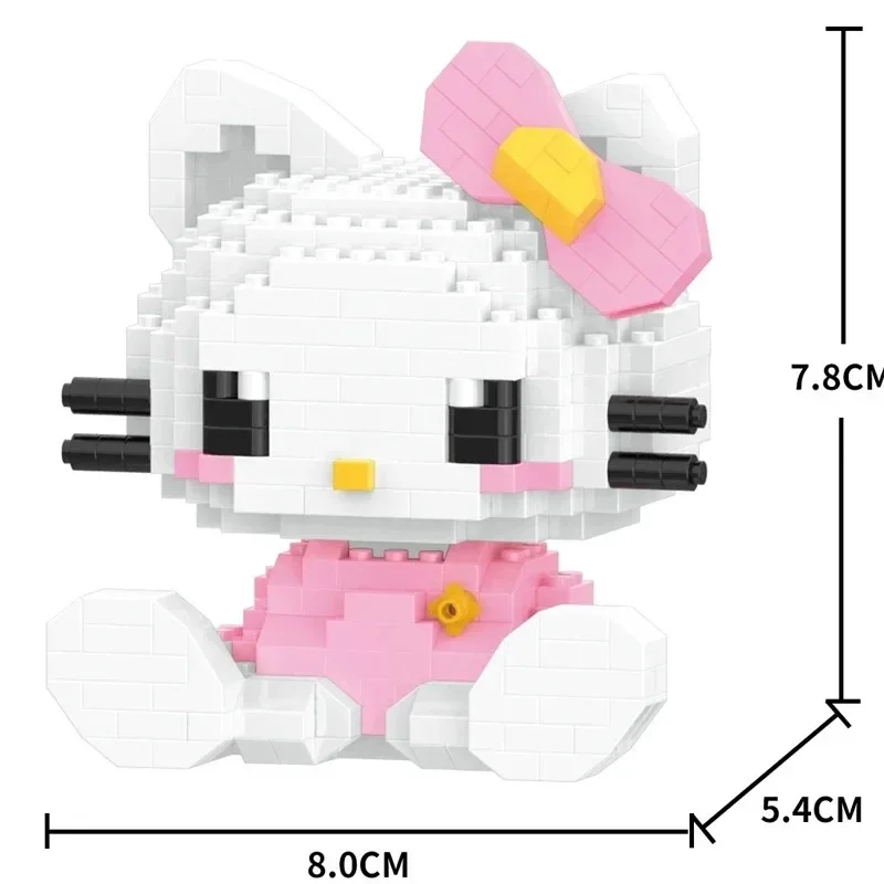 Disney Hello Kitty Building Block Anime Figure Kuromi Assembled Toys Decorative Ornament Model Children\'s Puzzle Dolls Gifts