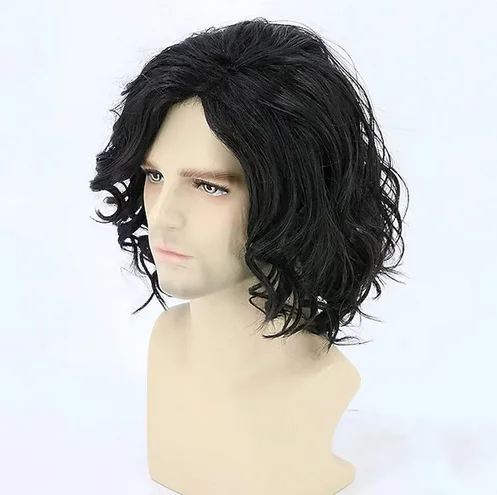 Jon Snow Cosplay Wigs for Men Women Heat Resistant Fiber Synthetic Hair Curly Anime Wigs