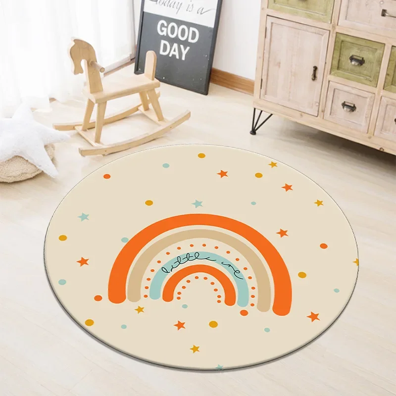 Round Carpet Cartoon Cute Tiger Soft Fluffy Carpets Computer Chair Mat Anti-slip Floor Mats for Kids Room Bedside Play Area Rugs
