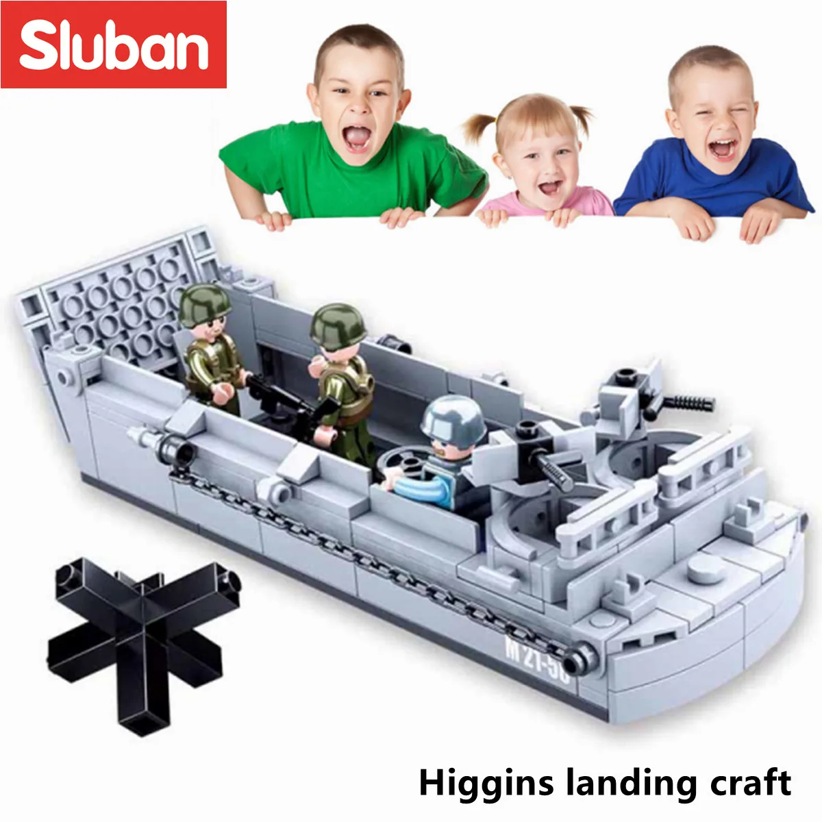 Sluban Building Block Toys WW2 Army Higgins Landing Craft 182PCS Bricks B0855 Military Construction Fit With Leading Brands